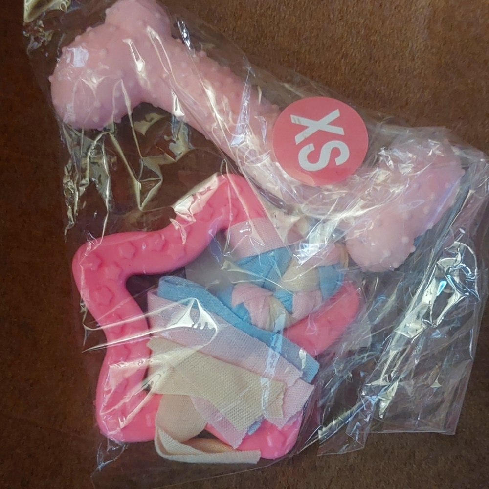 🐕‍🦺 Pink Dog Toy Chew Set